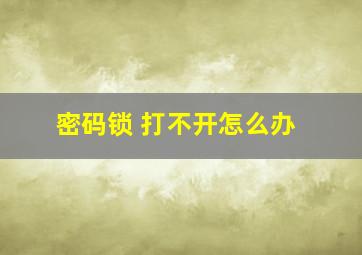 密码锁 打不开怎么办